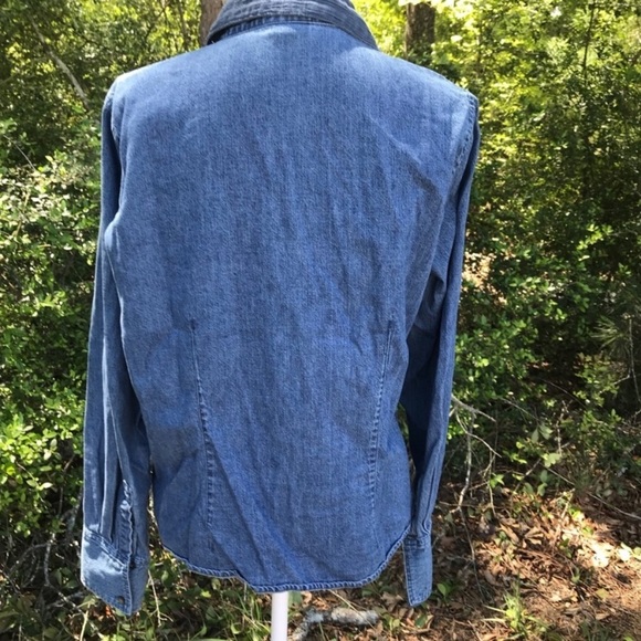 J Jill Blue Denim Pleated Shirt Size M - Picture 4 of 10